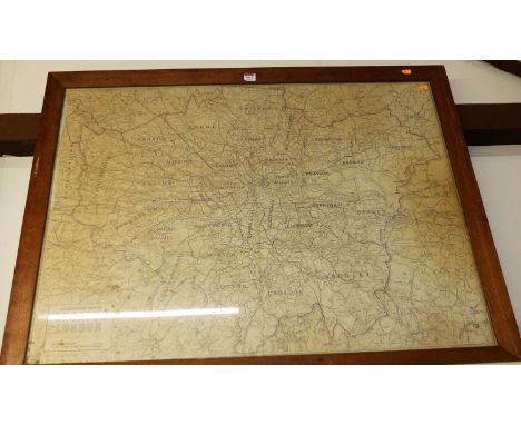 The Geographer's Map of Greater London, monochrome print, 73 x 98cm 