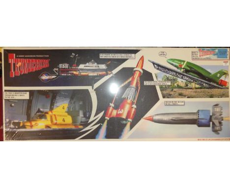 A reproduction canvas print of Thunderbirds depicting the various Thunderbirds space ships and vehicles