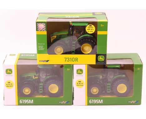 Britains John Deere Spalding Tractor Show Farming Tractor Group, 3 examples, all 1/32nd scale to include 6th October 2019 Joh