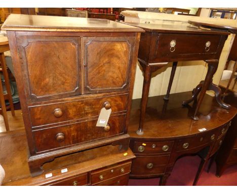 A 19th century mahogany hinged top commode cupboard, having lower dummy doors, w.59cm; together with a 19th century mahogany 