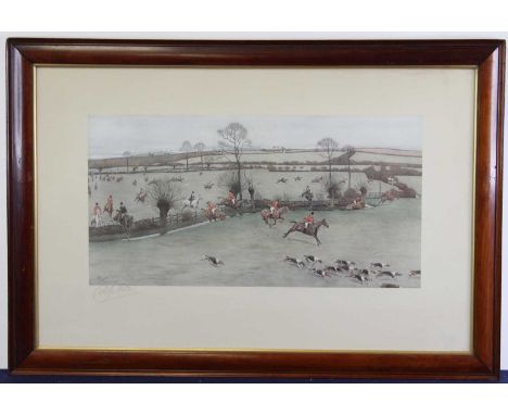 Cecil Aldin (1870-1935) - Pair; Hunting scenes, lithographs, each signed in pencil to the margin, each plate 35 x 65cm