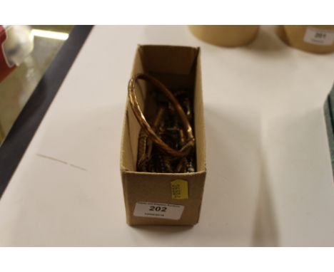 A box of various yellow metal and other jewellery to include bangle, wrist watch, rings and lockets  