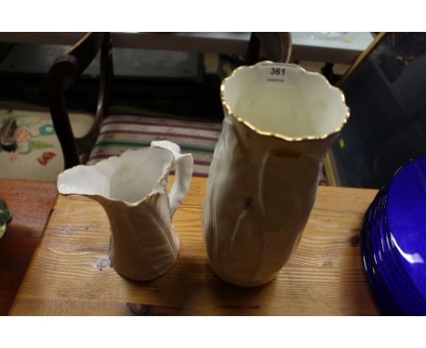 A Royal Worcester "Fern Leaf" vase and jug 