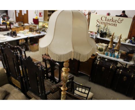 A Kashmiri style standard lamp and shade 