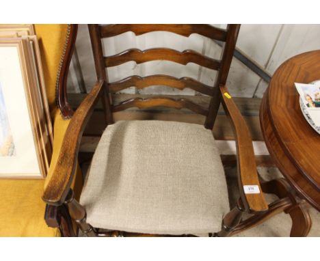 An elm ladder back elbow chair