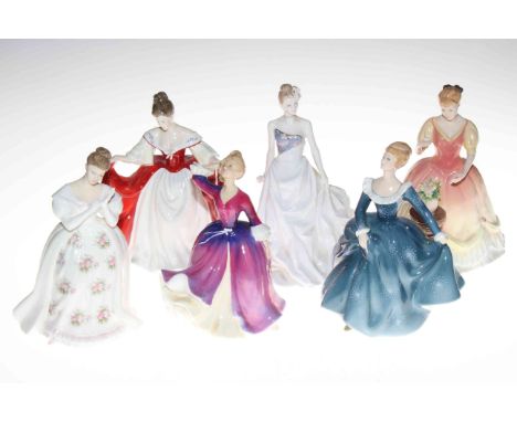 Five Royal Doulton figures including Melissa and 1993 Sarah, and Royal Worcester 1998 Isabelle (6).