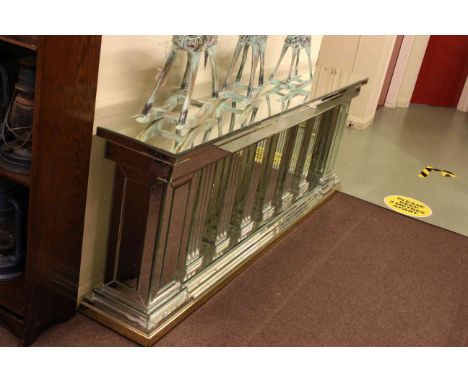 Mirrored balustrade design console table, 200cm by 72cm.