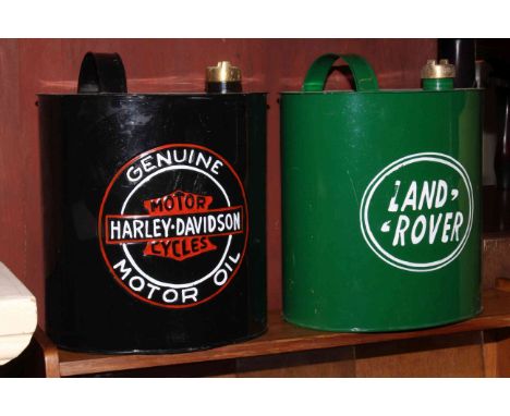 Harley Davidson and Land River petrol cans.