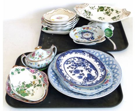 A collection of Spode dishes , stands and a sucrier, strainer spoon , early 19th century Condition reports are not available 