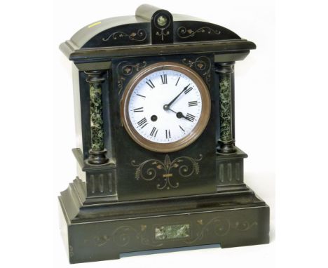 French slate mantle clock Condition reports are not available for the Interiors Sale.