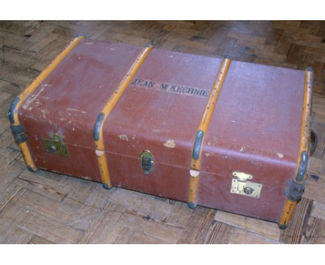Wooden bound trunk Condition reports are not available for the Interiors Sale.