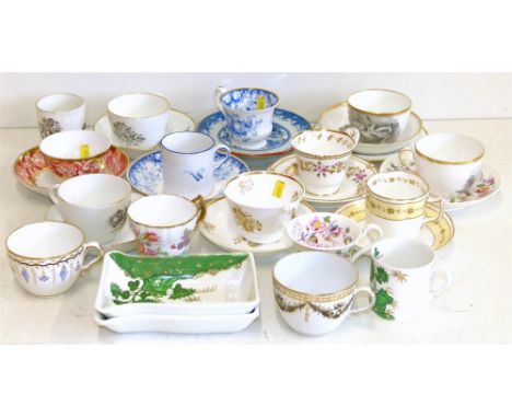 Seven Spode cups and saucers, two trios and various other tea ware early 19th century Condition reports are not available for