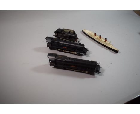 A Collection of Three OO Gauge Locomotives To Include Princess Victoria X2, Tank Locomotive, Goods Car and Triang RMS Queen M