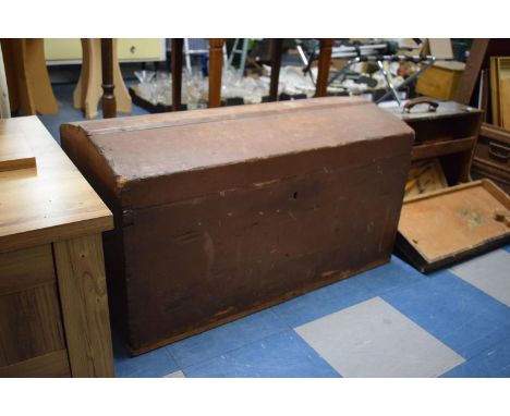A Late 19th Century Painted Pine Travelling Trunk with Two Iron Handles, 86cm Wide 