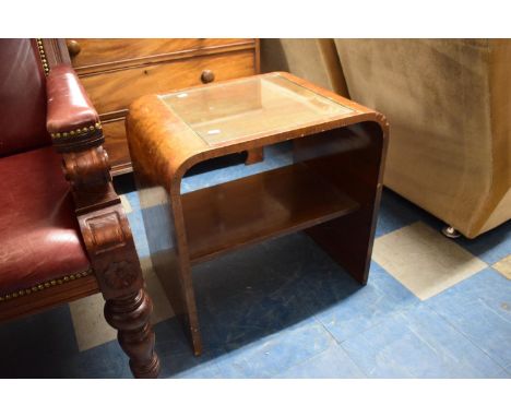 A Bent Walnut Occasional Table with Stretcher Shelf, 54cm Wide 