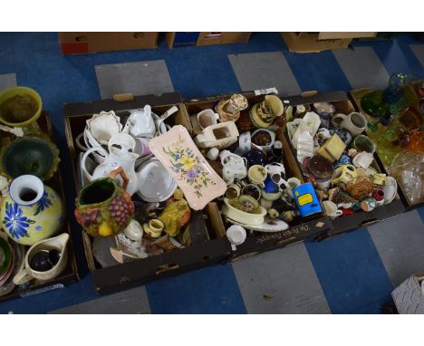 Three Boxes Containing Ceramic Ornaments, Teawares, Jugs etc 