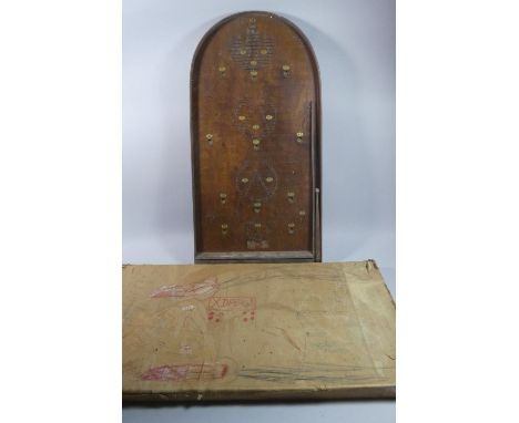 A Vintage Wooden Bagatelle Game Complete with Balls and Pusher, 75cm High 