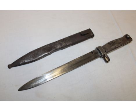 A First War German Ersatz bayonet with 9¾" steel blade in steel scabbard