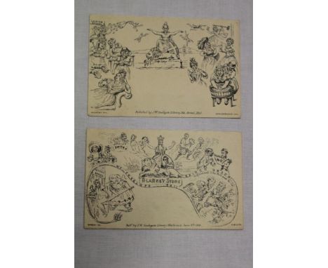 Two Victorian 1840 Deraedemaeker lithograph postal covers "Rejected Designs for the Postage Envelope" No. 2, No.4 (2)