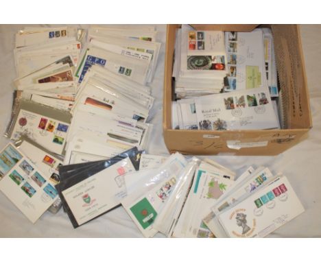 A box containing a large selection of GB and Channel Islands first day covers 1940's onwards