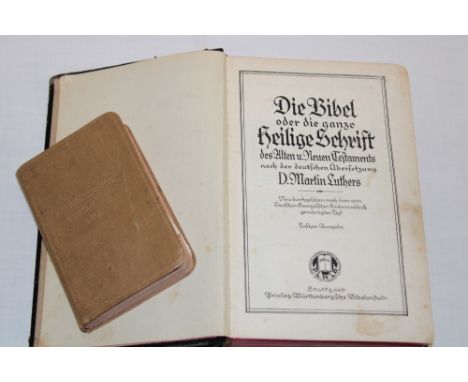 A First War Soldier's Active Service Testament dated 1918 and a First War German Bible with inscription dated 1916 (2)