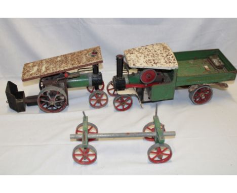 A Mamod SW1 steam lorry, Mamod TE1A steam traction engine and trailer (af)