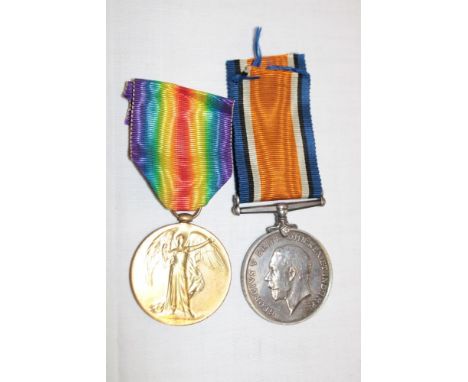A First War pair of medals awarded to No. 44975 Pte. A. H. C. Burrell DCLI