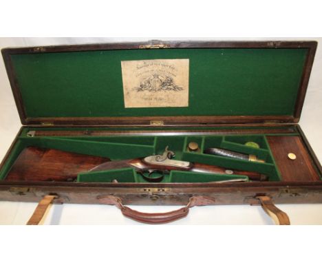 A rare 19th century .50 calibre percussion single barrel belted ball rifle by Joseph Egg of London with 30" octagonal damascu