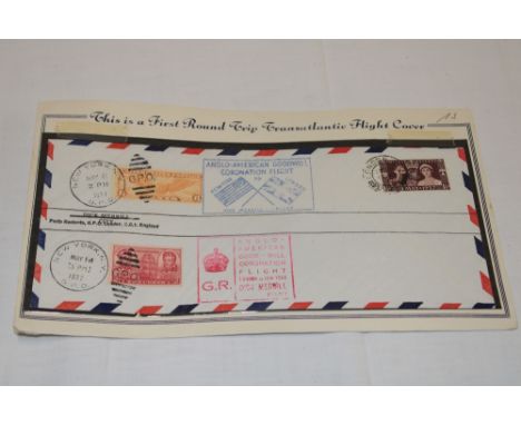 A 1937 First Round Trip Transatlantic flight cover in special folder