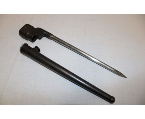 A British spike bayonet and steel scabbard (originally for Naval use)