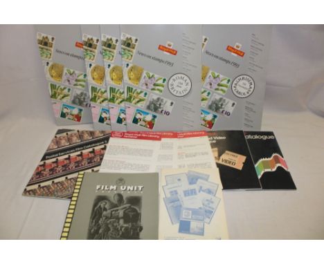 Various 1993 stamp press packs for new issues and a selection of GPO film unit brochures