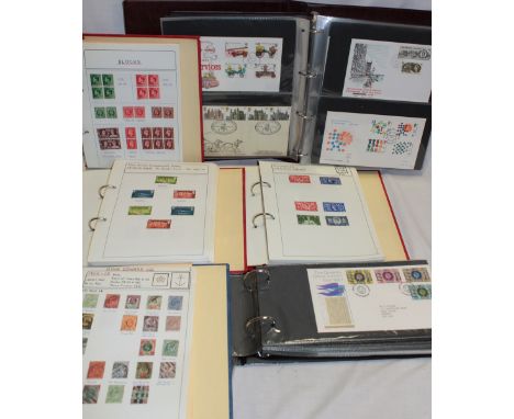 Six folder albums containing a collection of GB stamps, mint and used 1941 onwards including first day and postal covers