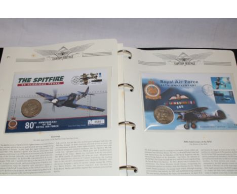 An album containing a selection of Aviation Heritage first day covers including two coin covers, Concorde first day covers et