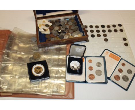 A selection of mixed GB and Foreign coins together with an Elizabeth II 1977 silver crown, first decimal coin sets, American 