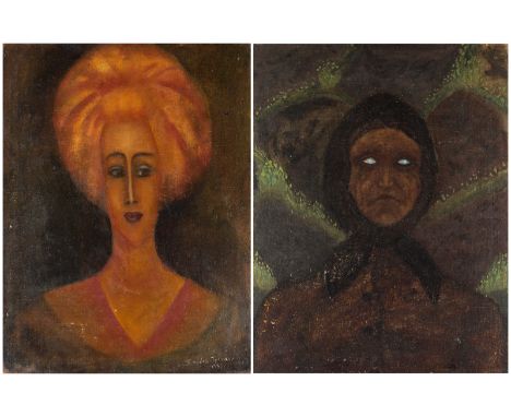 EKATERINA PETROVA-TROTSKAYA (RUSSIAN 1900-1932)Double-Sided Portrait, 1931oil on canvas45 x 58 cm (17 5/8 x 22 7/8 in.)signed