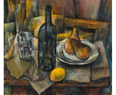 AVTO VARAZI (GEORGIAN 1926-1977)Still Life, 1974oil and collage on masonite46 x 40 cm (18 1/8 x 15 3/4 in.)initialed and date