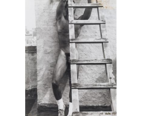 MICHAEL HUHN (AMERICAN 20TH CENTURY)Leroi with Ladder, 1993photograph35.6 x 27.9 cm (13 x 11 in.)signed and dated lower right