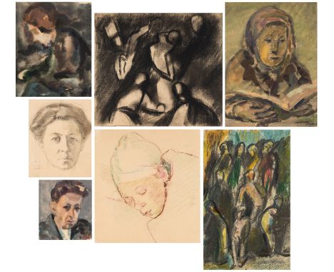 A GROUP OF 7 WORKS ON PAPER BY LEV SHEKHTEL [ZHEGIN] (RUSSIAN 1892-1969)comprising:a) Portrait of a Girl, watercolor on paper