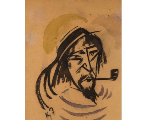 KIRILL MIKHAILOVICH ZDANEVICH (RUSSIAN 1892-1969)Man with a Smoking Pipe, ink on paper30.5 x 24.5 cm (12 x 9 5/8 in.) [sight]