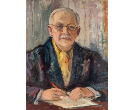 NIKOLAI PETROVICH GLUSHCHENKO (UKRAINIAN 1902-1977)Portrait of a Man with a Yellow Tie, oil on canvas66 x 50 cm (25 x 19 1/2 