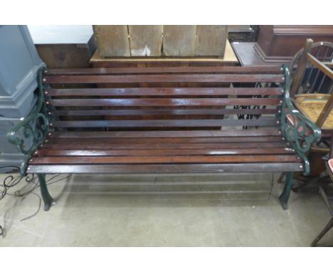 A cast iron ended garden bench 