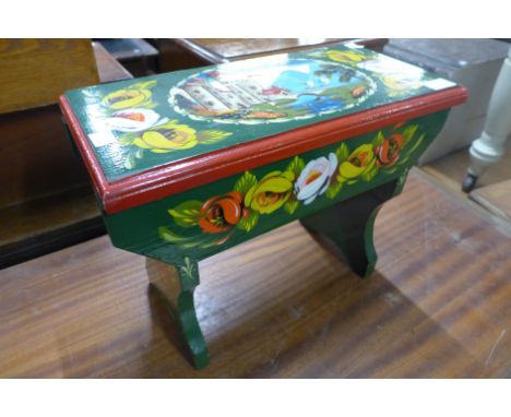 A painted bargeware style stool 
