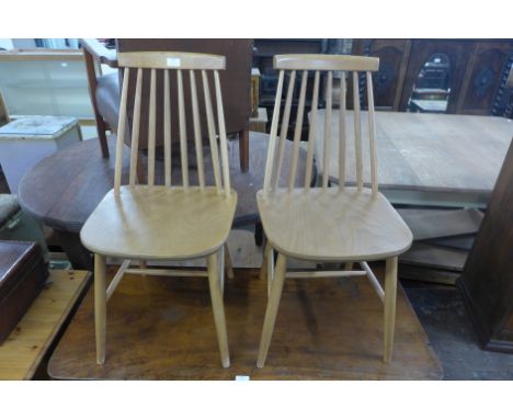 A pair of beech Ercol style kitchen chairs 