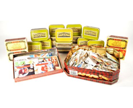 Collection of 20th century loose tea cards within tobacco tins. Most of which are from Brooke Bond, including series such as 