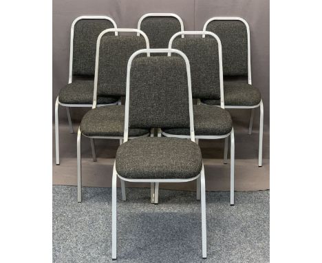 MODERN STACKING LIGHT WEIGHT CHAIRS (6), Tungsten framed in good clean condition, 85cms H, 40cms W, 45cms seat depth