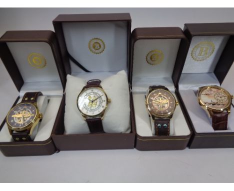 BRADFORD EXCHANGE GENT'S COMMEMORATIVE WRISTWATCHES (4) to include the King's Shilling, 100 years of The First World War with