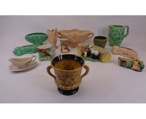 SYLVAC &amp; HORNSEA POTTERY VASES, JUGS &amp; PLANTERS - a mixed collection, along with a Crown Devon sauce boat and stand