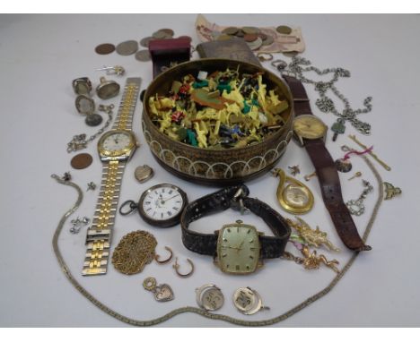 MIXED SILVER, JEWELLERY, COINS, WATCHES ETC to include a Common Prayer pocketbook with cherubic heads embossed silver front, 