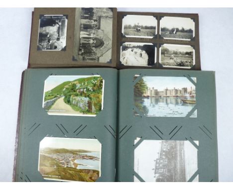 VINTAGE POSTCARD &amp; PHOTOGRAPH ALBUMS WITH CONTENTS - approximately 200 postcards depicting local and wider views of Wales