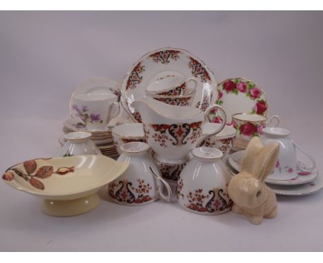 TEAWARE &amp; CABINET ORNAMENTS - a mixed group including Colclough 8525, Royal Kent 8260, Royal Albert Old English Rose, Car